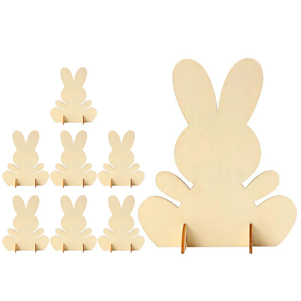 10 Pcs Handmade Rabbit Material DIY Bunny Table Decor Unfinished Tray Wood Chips Blank Slices Easter Ornament Wooden Child