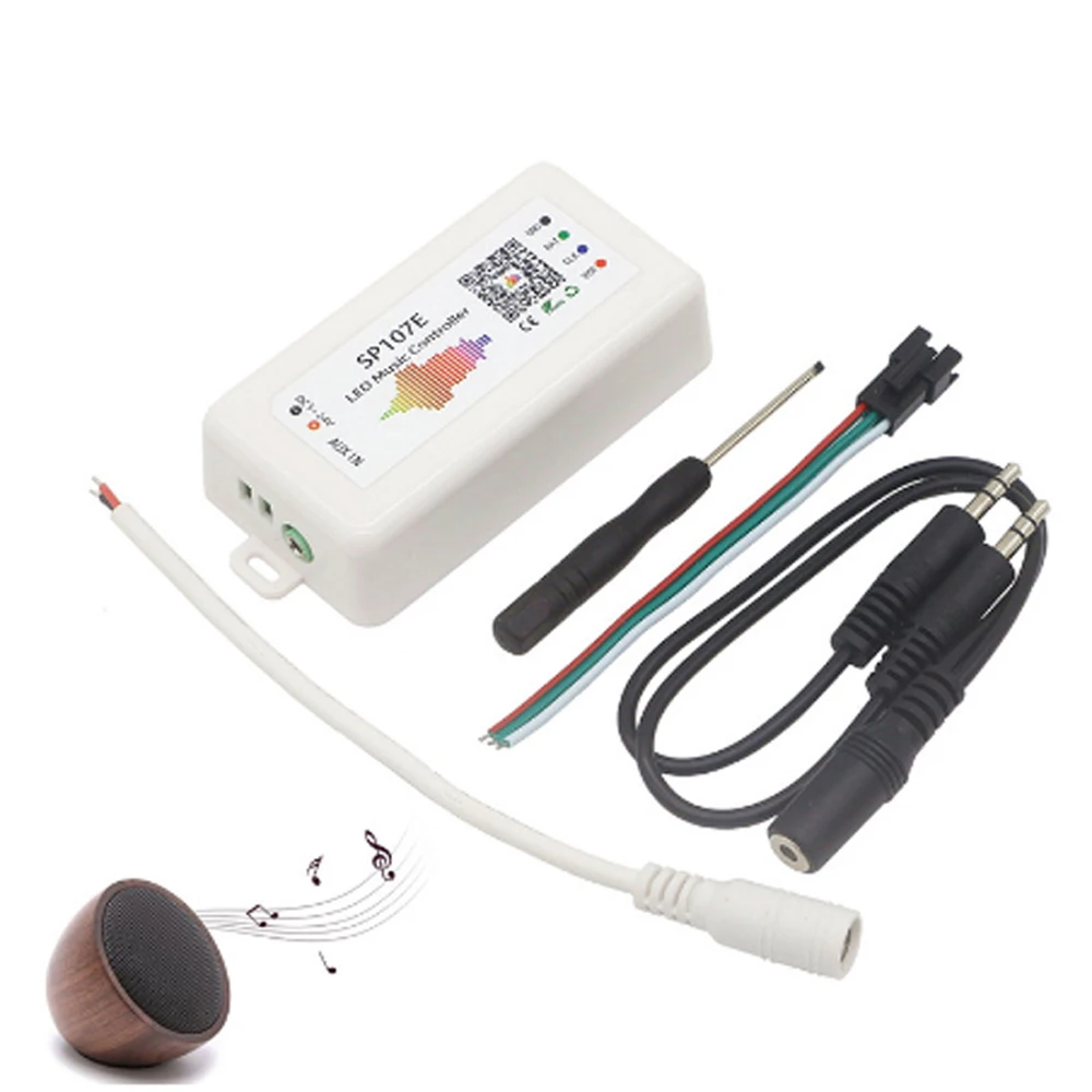 SP107E DC5-24V LED Music Controller With Wireless Bluetooth-compatible SPI Full Color Music Control By Phone APP For WS2812B