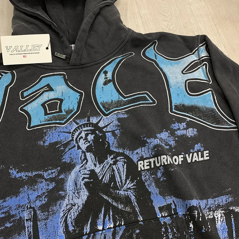 المتضخم نوعية جيدة VALE رجل قمصان سويت شيرت بقلنسوة شعار القطن الخالص الوردي فال سيدة صورة طباعة فالي البريدي الستر