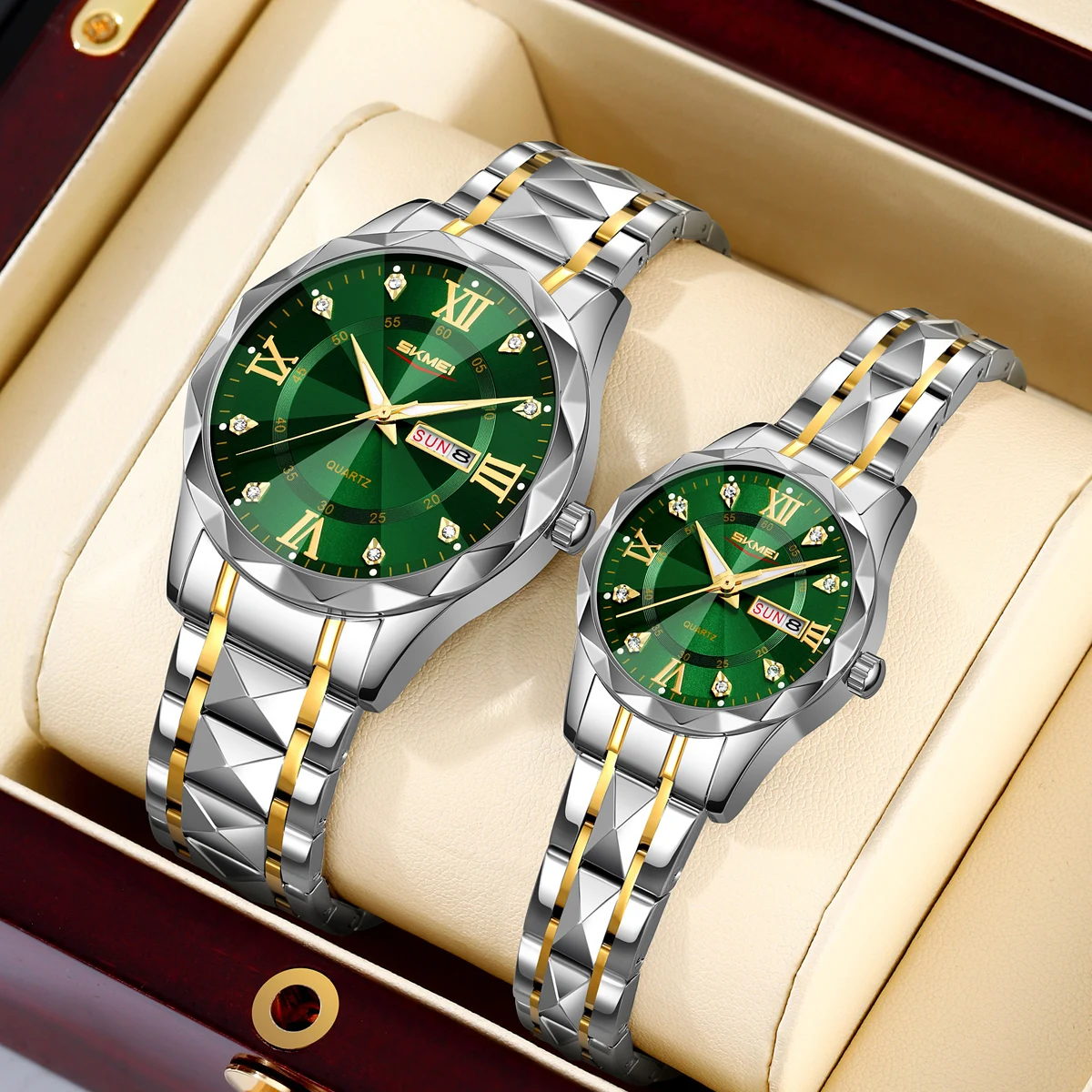 

Роскошные кварцевые наручные часы из нержавеющей стали для мужчин и женщин, повседневные водонепроницаемые мужские и женские часы с датой недели, reloj hombre