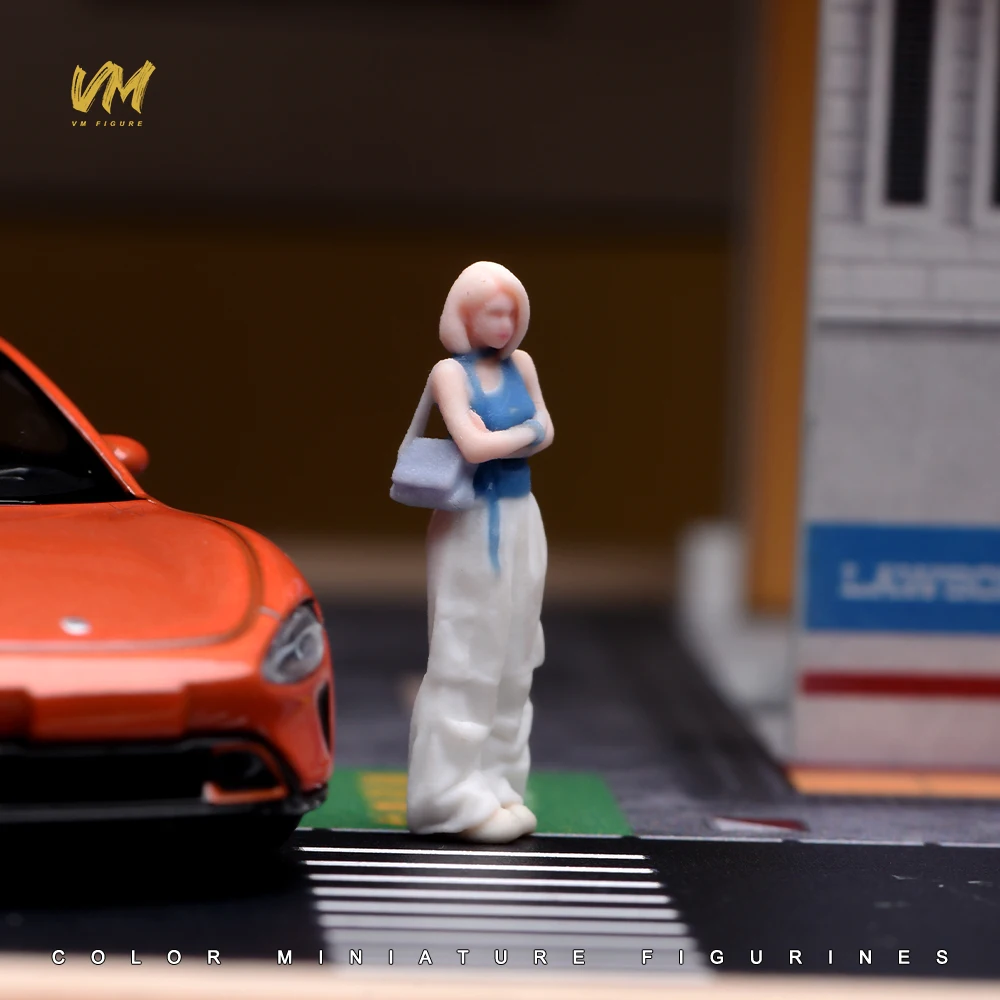 3D Miniatur-Figuren 1/64 Rennfahrerin Professionelle Fotografin Lässiger Mann Mädchen Szenerie-Requisiten Modellansicht Ornamente Fahrzeug-Dekoration – Detail 16