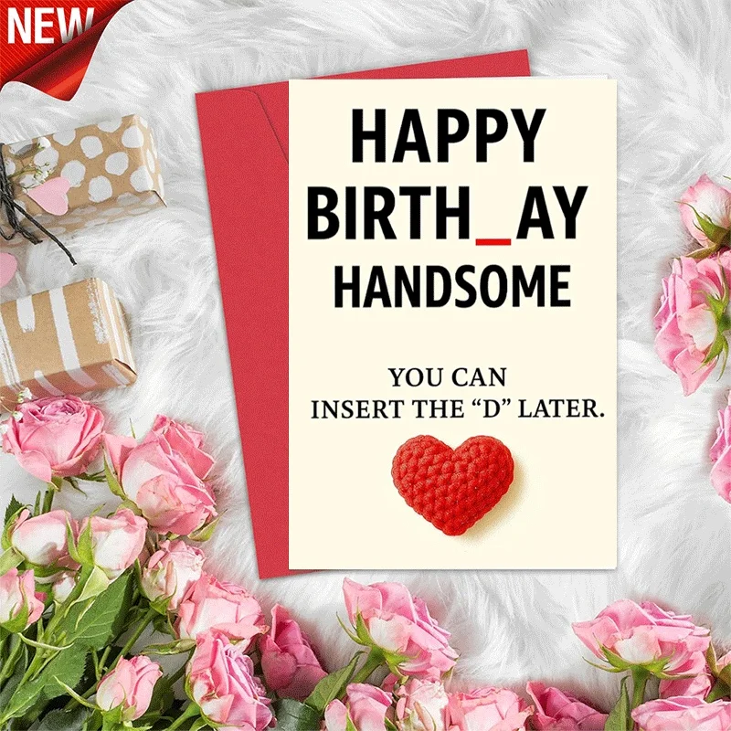

Happy Birthday Handsome Greeting Card, Funny Naughty Birthday Card for Him Boyfriend Husband, Adult Humor Birth