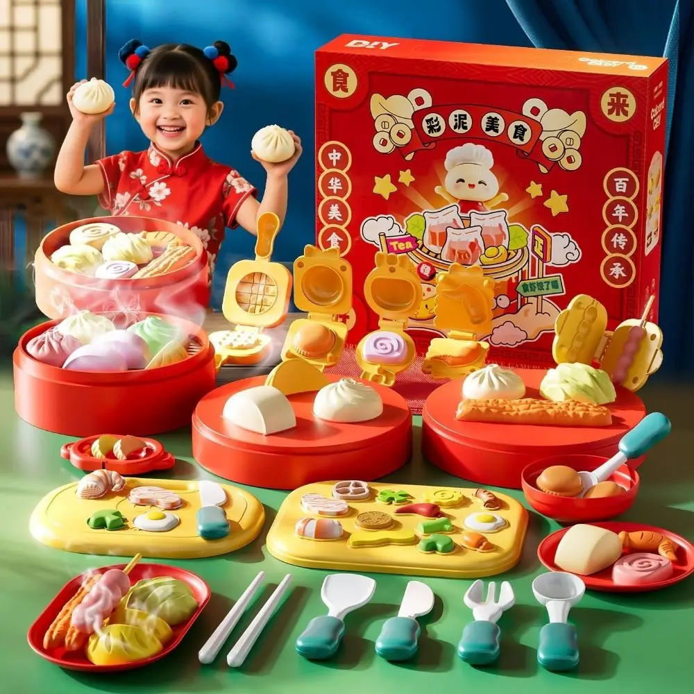 Chinees eten thema simulatie keuken speelgoed set gesimuleerd voedsel gekleurde klei schimmel fantasiespel speelgoed niet-giftig 12/24/36 stuks klei