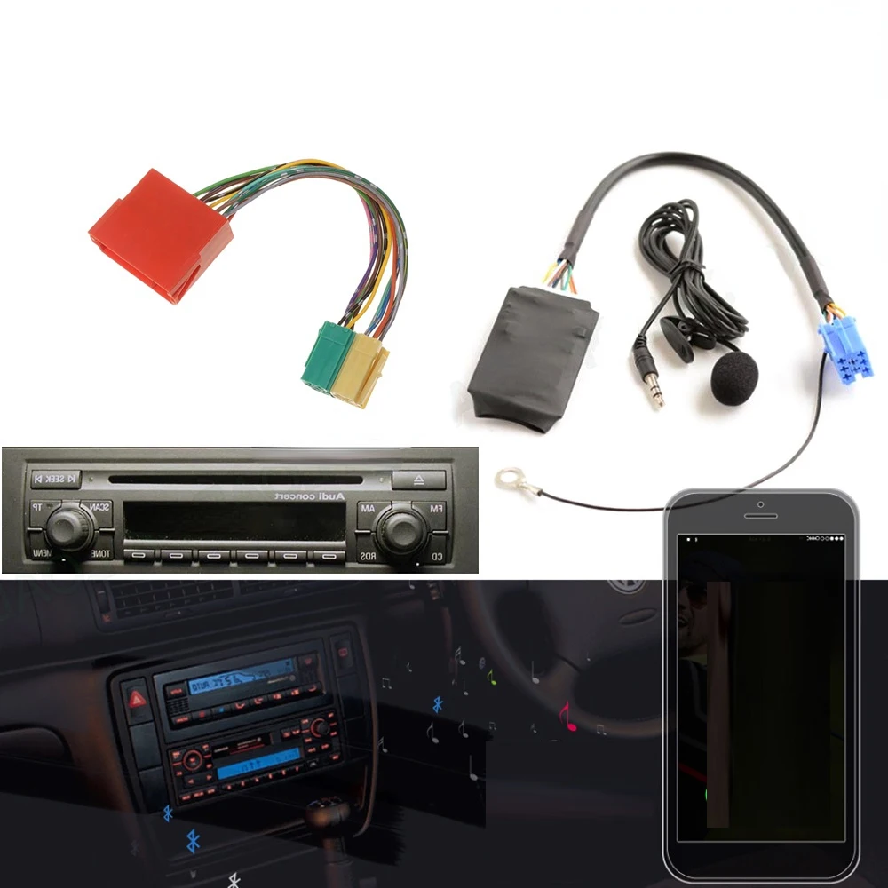 Bluetooth 5.0 AUX zestaw głośnikowy 8-pinowy Adapter A2DP muzyka kabel Audio do Audi A3 8 P 8L A4 B5-B7 A6 4B A8 4D Quadlock akcesoria samochodowe