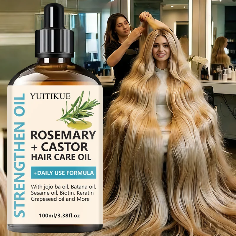 Image of YUITIKUE Rosmarin-Rizinusöl für die Haarpflege 100ml Stärkende Formel mit Jojoba- und Batana-Öl für Alle Haartypen