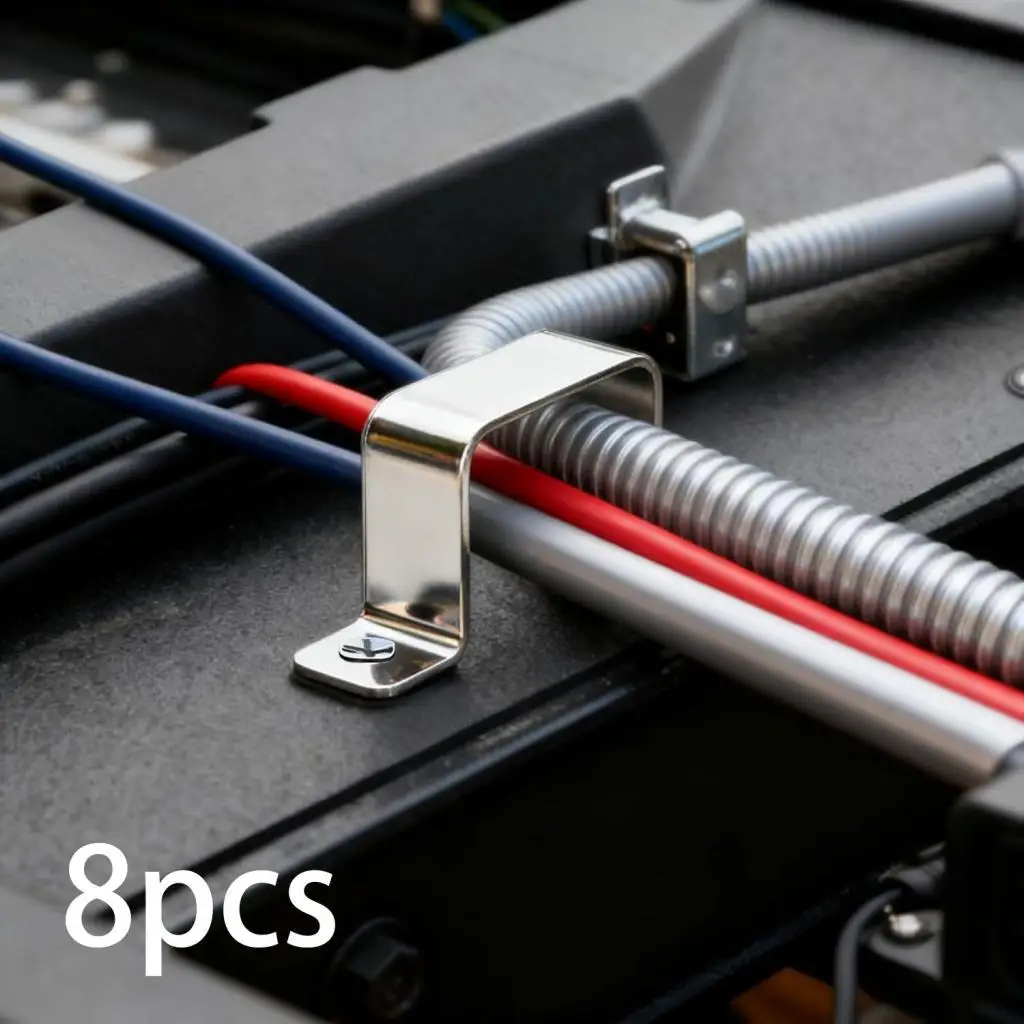8 Piece Square Tube Strap Clamp Stainless Steel U Type Tube Connector for Water Pipe Installation