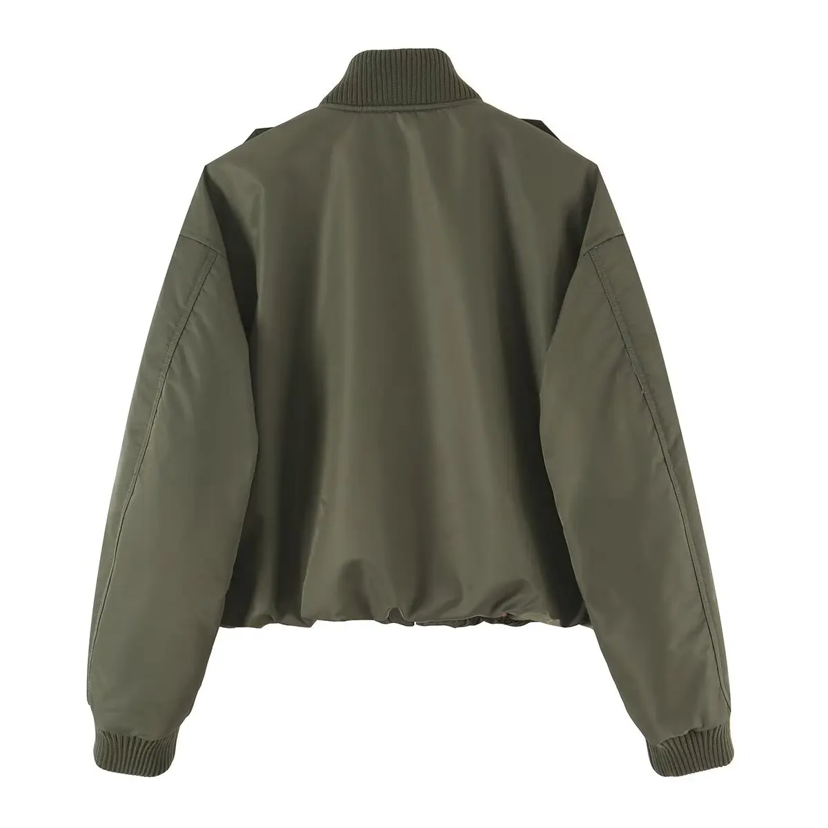 Women's Bomber Jacket Vintage Army Green Zip Up Stand Collar Epaulet Loose Flight Coat Autumn Winter 2026