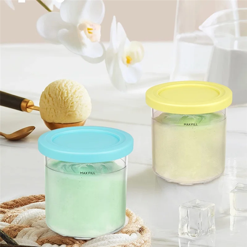 4PCS Ice Cream Pints and Lids for Ninja Creami NC301 NC300 NC299AMZ Series Ice Cream Storage Containers Food Freezer