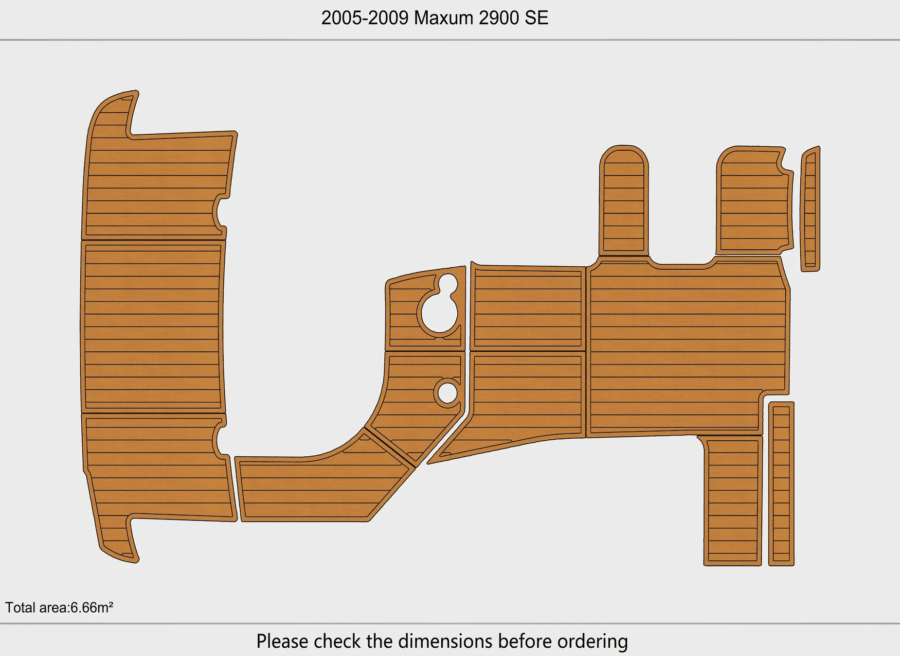 Non-Slip EVA Faux Teak Marine Mat Self-Adhesive 6mm Yacht Cockpit Pad for 2005-2009 Maxum 2900 SE Boat Decking Easy Install