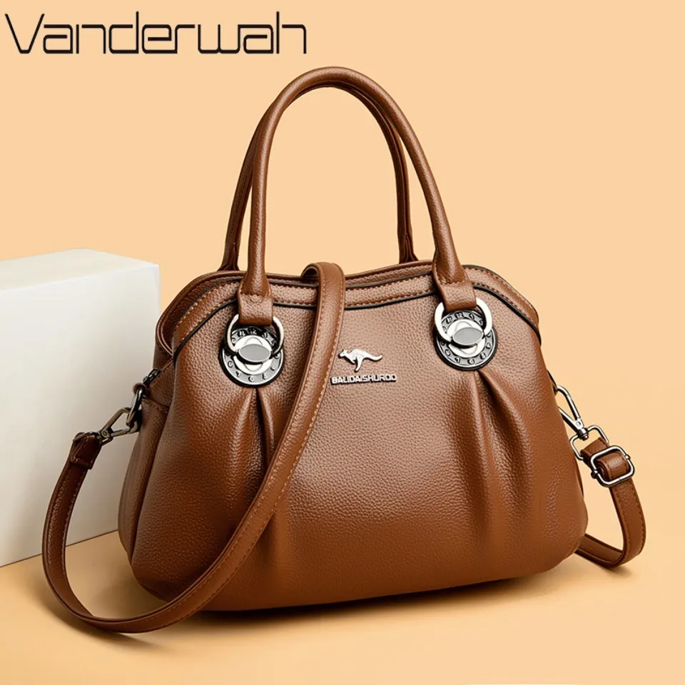 

Top Quality Genuine Brand Soft Pu Leather Tote Bag 3 Layers Women Casual Handbags Luxury Shoulder Crossbody Bags for Women New