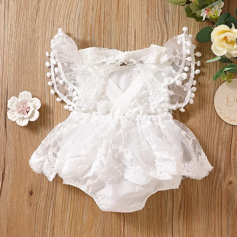 Summer Baby Romper for Girls Lacy Gauze Princess Sleeveless Cute Baby Jumpsuit Infant Bodysuit Baby Fashion 0-2 Years Old