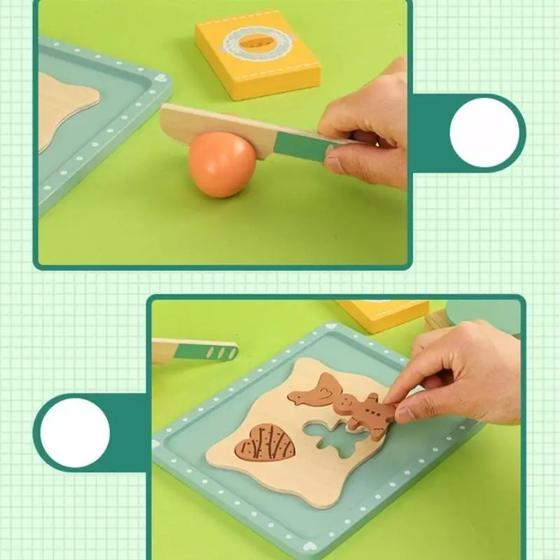 Juego rol cocina D5QA, juguete para hornear galletas madera para niños, rodillo a escala para desarrollar habilidades