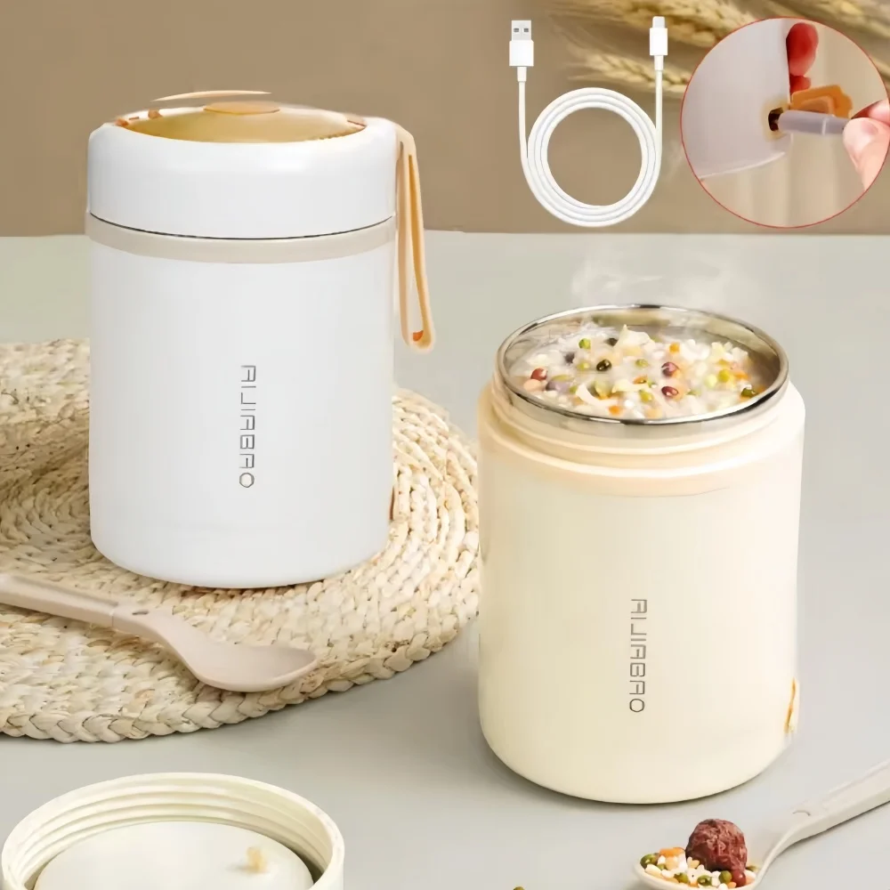 

600ML USB Electric Heating Lunch Box Portable Picnic Milk Drink Food Heater Stainless Steel Food Warmer Container 5V 12V 24V