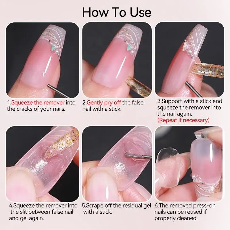 15 ml Nagelkleberentferner zum Aufdrücken, Acetonfreier Nagellackentferner, multifunktionaler Entferner für Nagelspitzen, sanfter Kleberentferner