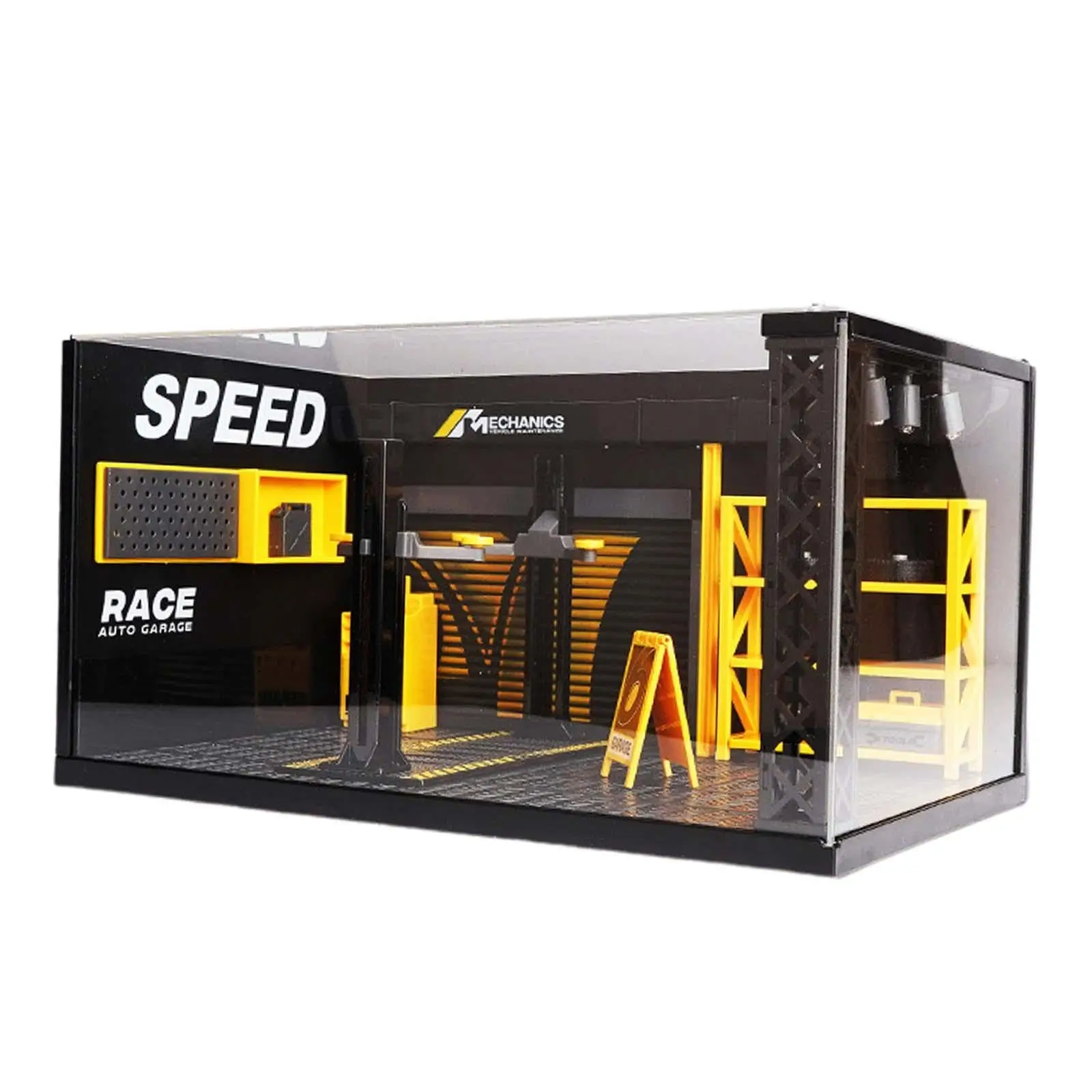 

MERIGLARE 1/24 Simulation Garage Exhibition Case, Car Workshop Scene Model, DIY Construction Model Kits, Landscape Model with