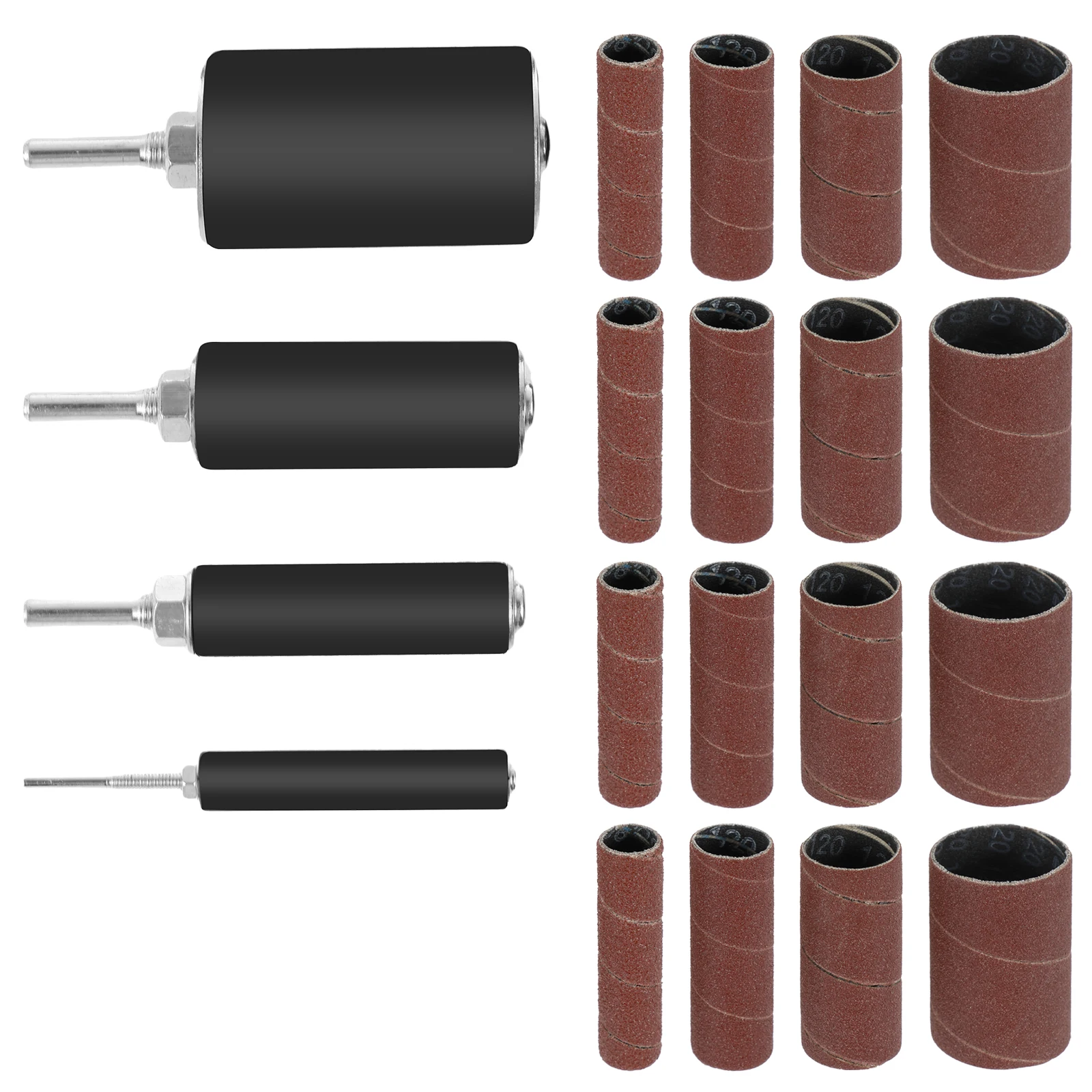 20Pcs Sanding Drum Kit Robust Electric Drill Sanding Rods with Handheld Rubber Sanding Drums Various Sizes Flexible Use Sanding