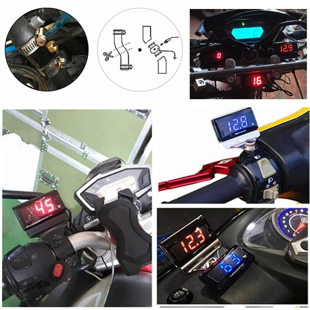 12V 0~120°C Monitor Motorcycle Thermometer Water Tank Retrofit Temperature Meter Indicator Warning With Sensors