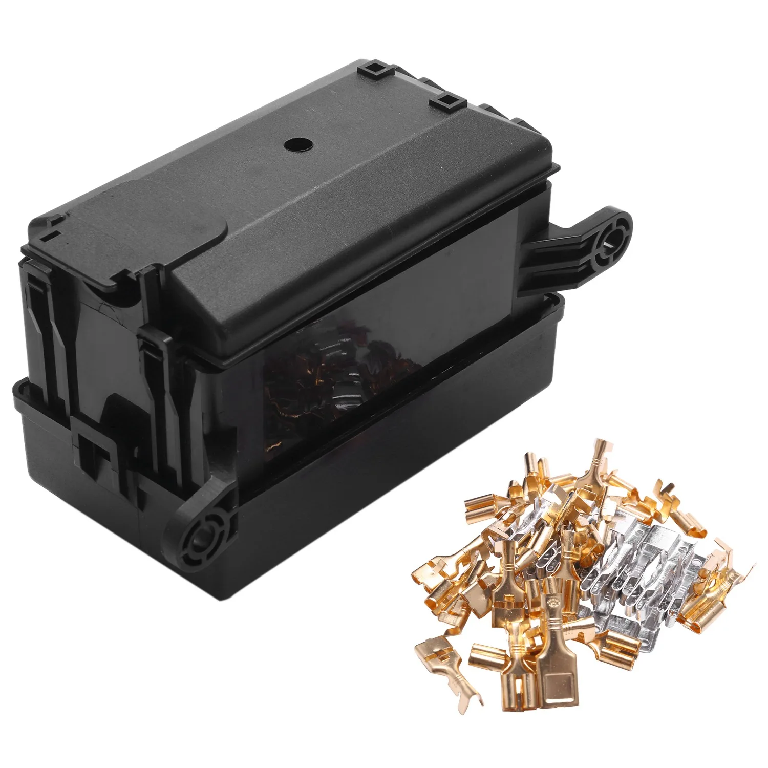 12-Slot Relay Box 6 Relays 6 Atc/Ato Fuse Holder Block + Metallic Pins for Automotive Accessories