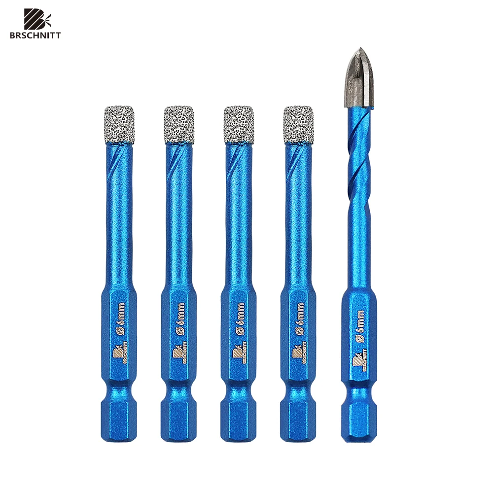 BRSCHNITT Drill Bit Dia 6mm Core Bits 5pcs Set  for Tile Ceramic Marble Granite Hole Opener Locate Carbide Drill Bits 6mm Tool Kit