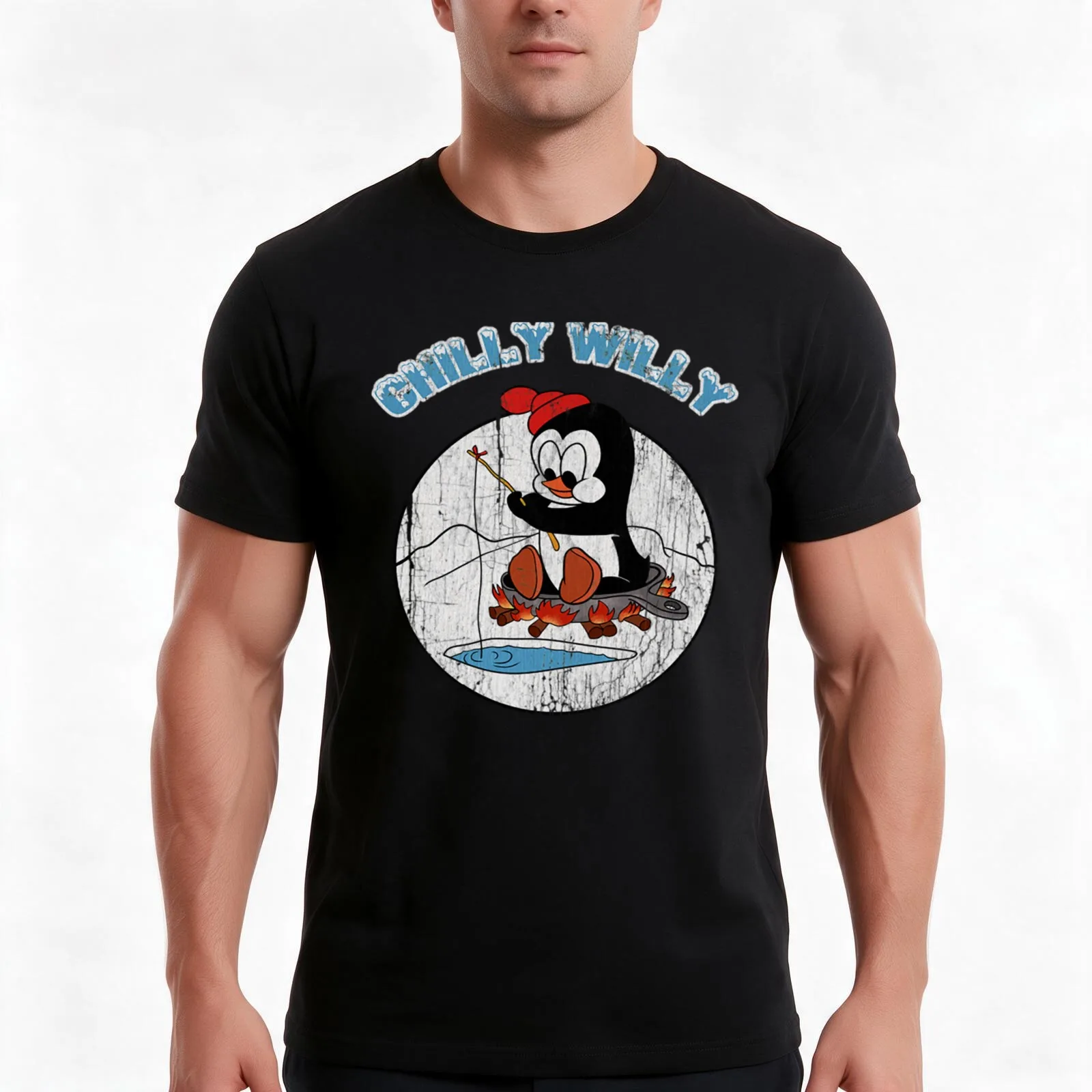 Chilly Willy T-Shirt Summer Casual Cotton Tee Oversized Streetwear Tops Vintage Graphic Print Loose Fit Short Sleeve