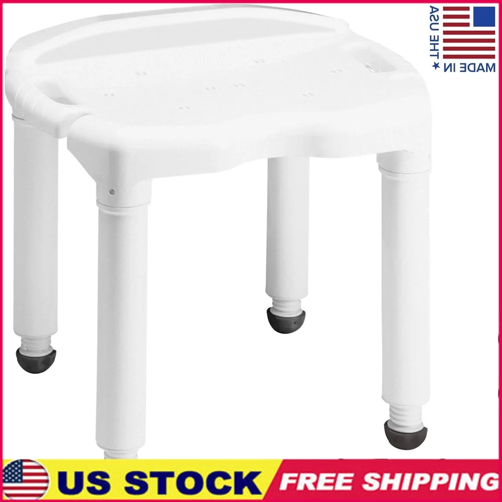 

Plastic Shower Chair Adjustable Height Bath Seat Non-Slip Sturdy Design Seniors Disabled Injured 400lb Capacity Portable Easy