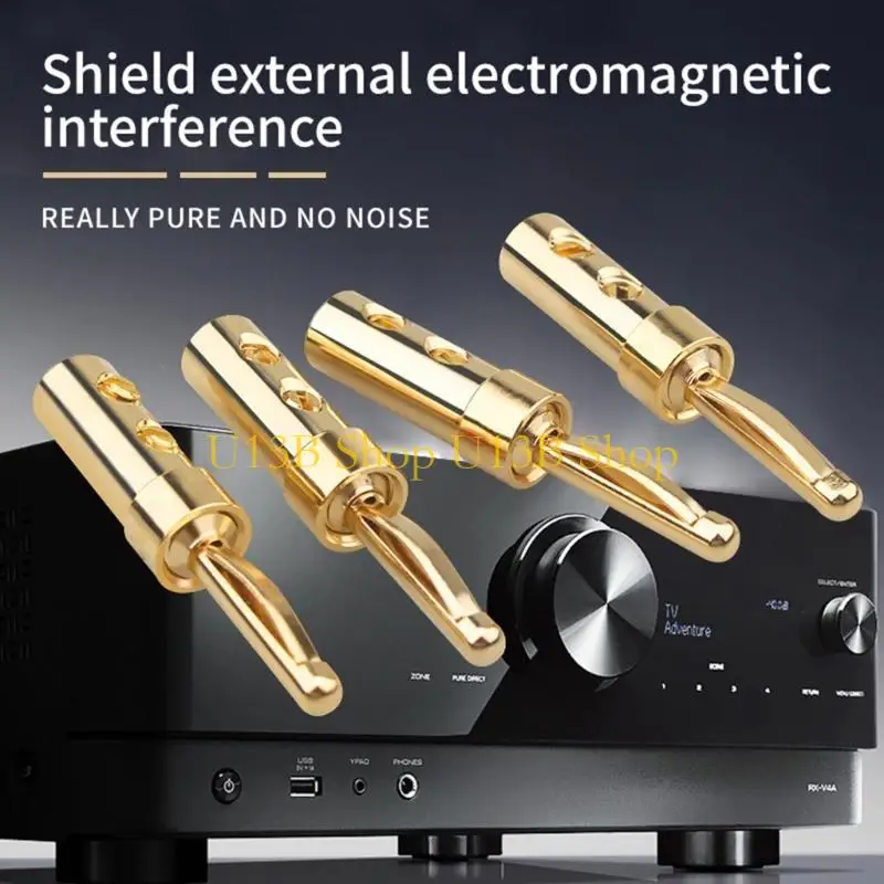 U13B 4pcs Los tapones plátano cobre sólido chapado en oro con insertos cobre mejoran sonido