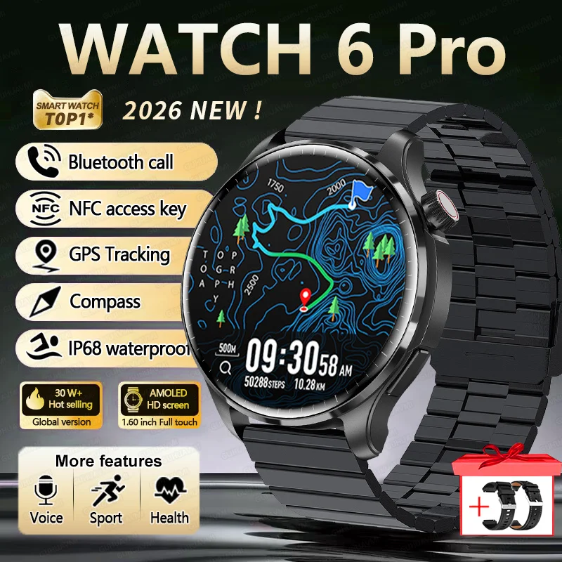 2026 Nieuwe GPS SmartWatch BluetoothCall IP68 Waterdicht AMOLED Scherm Aangepaste AOD Wijzerplaat Sport Smartwatch Mannen Vrouwen Android iOS