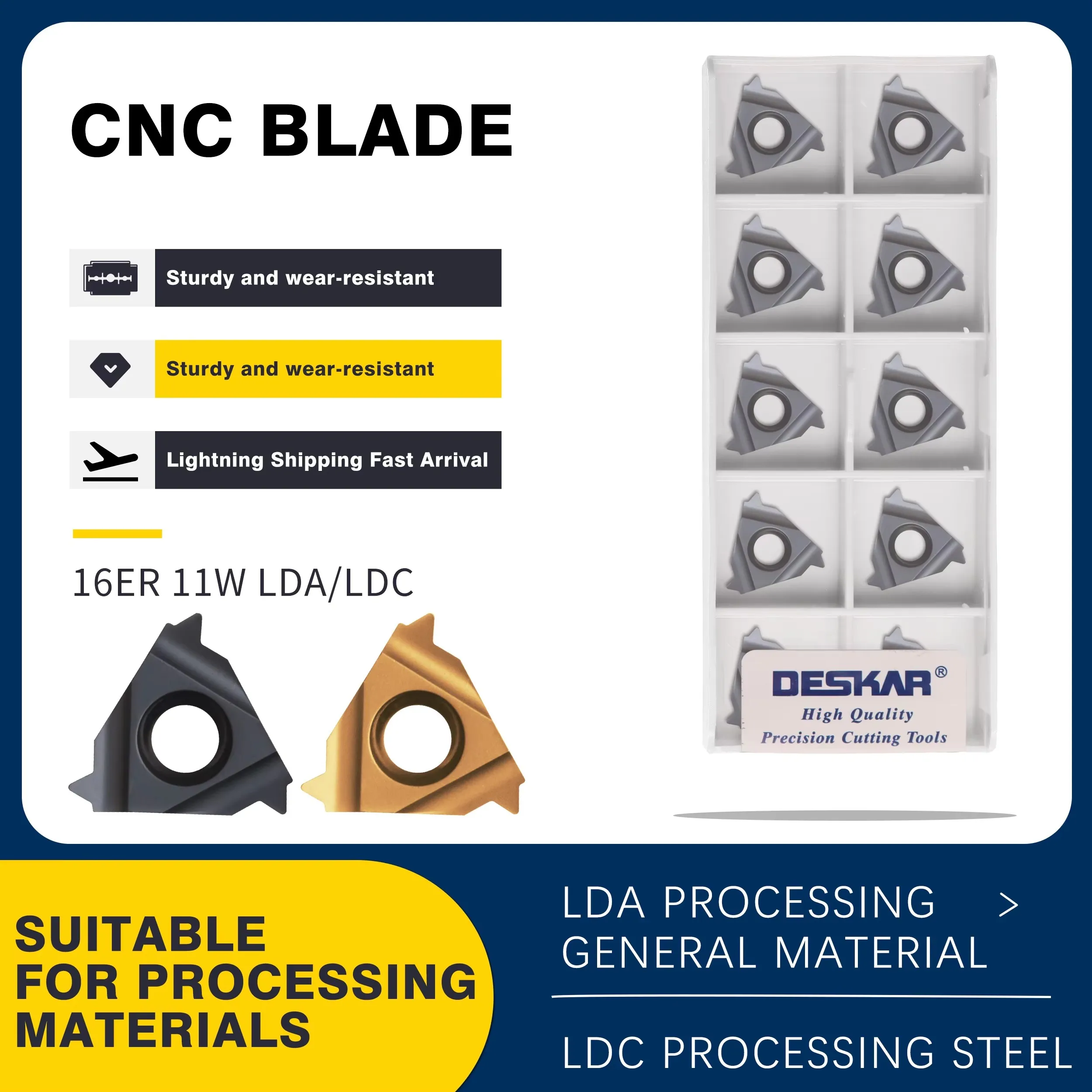 DESKAR 16ER/IR Series 16ER/IR 8/9/10/11/12/14/16/18/20/24W LDC/LDA Numerical Control Lathe Internal And External Thread Inserts