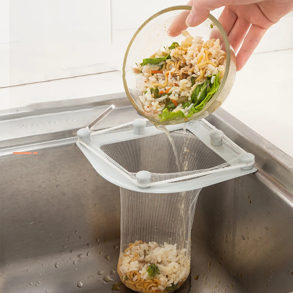 

Garbage Filter Sink Mesh Strainer Disposable Hanging Kitchen Net Bags PE Triangle -holder