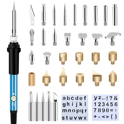 Pyrography Gravura Tool Set, ferro de solda elétrica, Kit Queima De Madeira, 8 em 1 Craft Set, Lançando Palavra Embossing, 60W