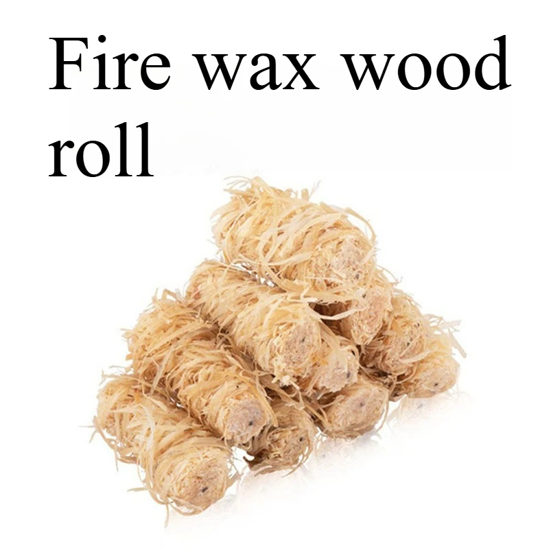 

10PCS Outdoor Ignition and Combustion Assistance Wood Silk Wax Roll Fireplace Barbecue Charcoal Ignition Wax Wood Roll