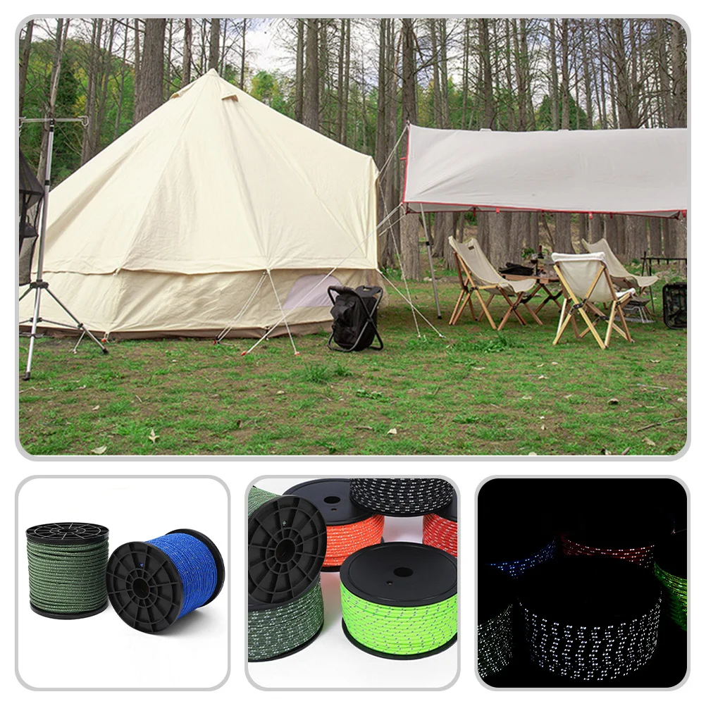 

1 Roll Reflective Canopy Rope Strong Flexible Outdoor Supplies for Tent Tying Tarp Securing Camping Backpacking Hiking Adventure