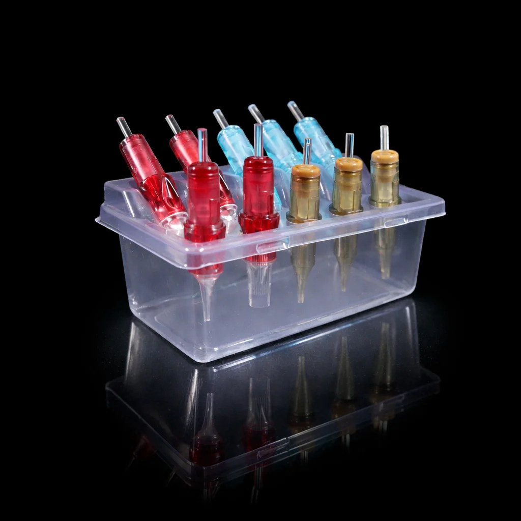 

Audersigt 10/20pcs Transparent Disposable Tattoo Cartridge Needle Trays Plastic Tattoo Cartridge Cup Holder Tattoo Storage Tool