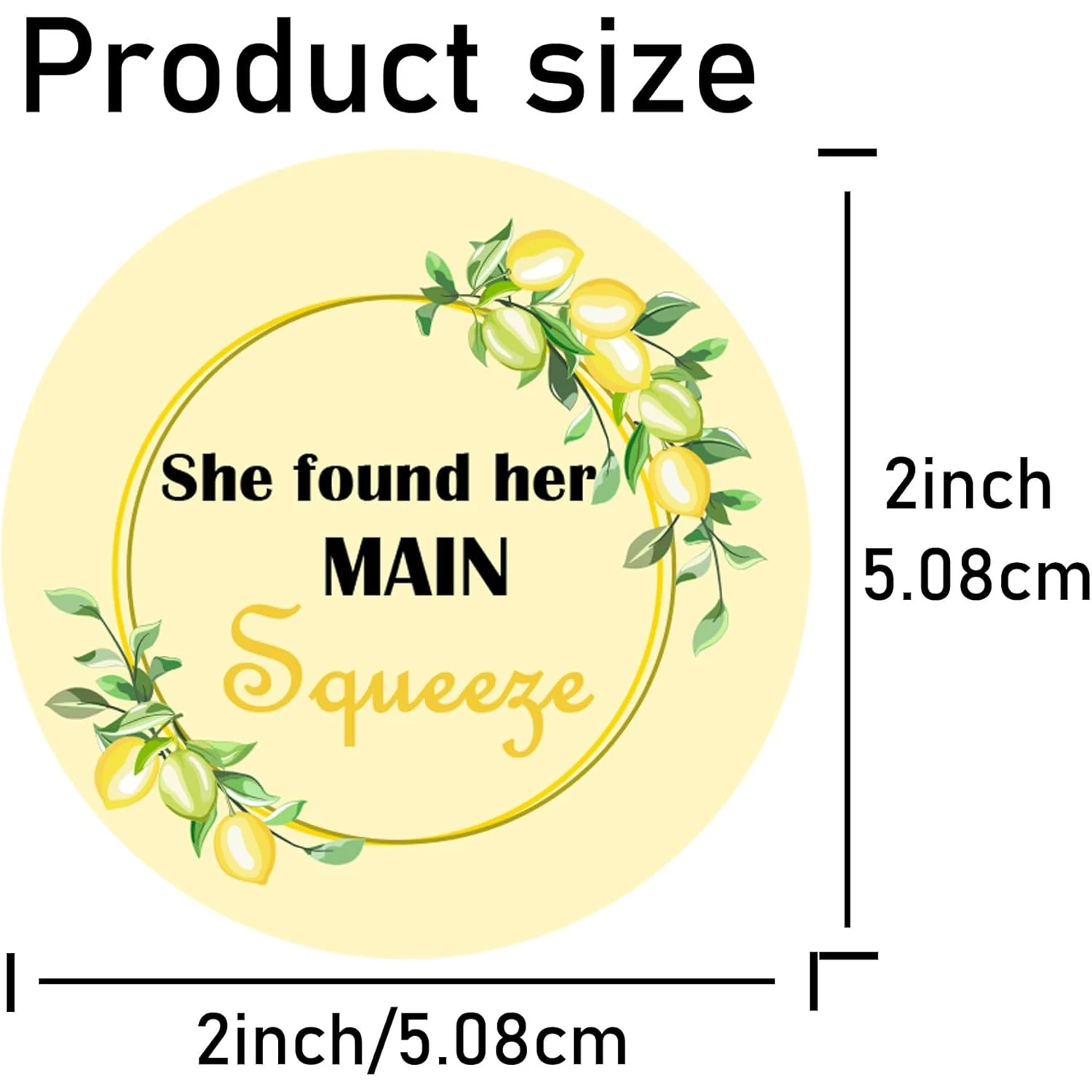 Autocollants "She Found Her Main Squeeze" Citron, "Made Just for You", 2 ", 120 pièces, pour mariage