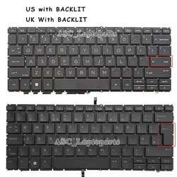 New UK / US QWERTY Keyboard for HP Elitebook 840 G9/G10, 845 G9, 830 G9/ G10, 835 G9 Black, no Frame , with BACKLIT