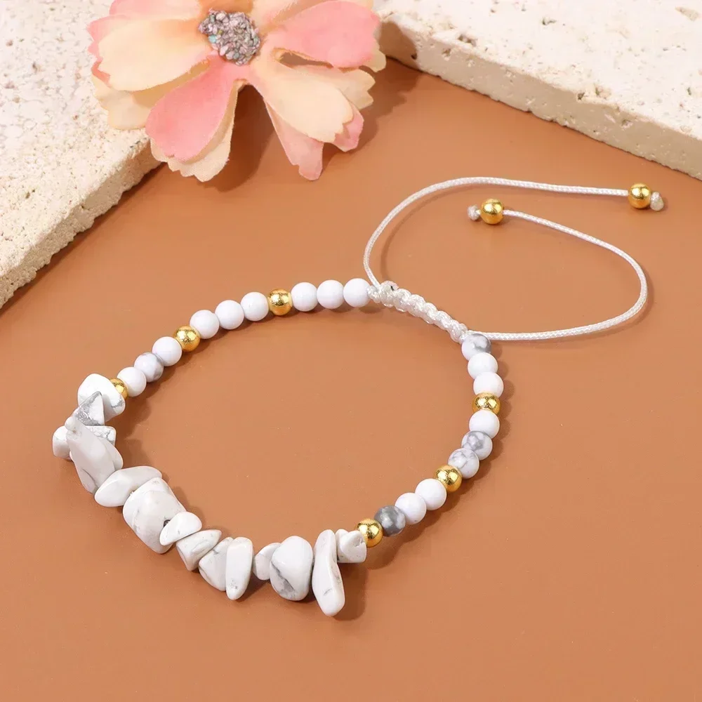 Braccialetti di ghiaia di avventurine verdi irregolari calde Braccialetti di ametiste di pietra naturale Braccialetti intrecciati con corda regolabile da donna Regalo