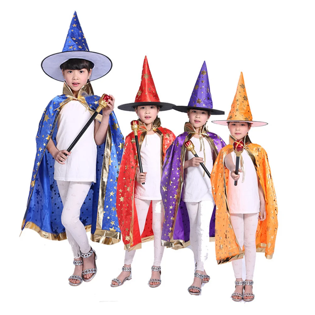 Clothing Boy Costume for Kids Halloween Costumes Wizard Cloak with Hat Witch Cape