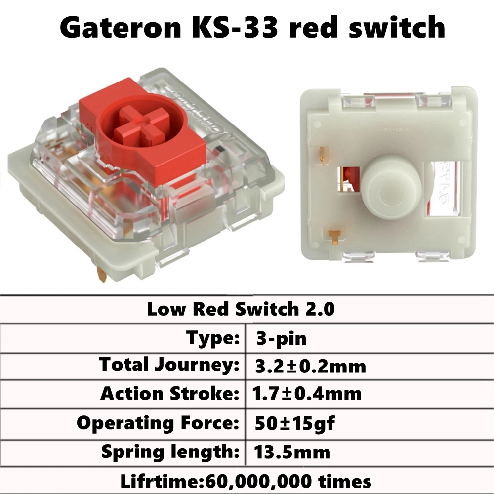 Gateron-Interruptor de perfil bajo para teclado mecánico, accesorio de 3 pines para Air75, Nuphy, ultradelgado, Ultimate, Air60, K1, K3, K7, KS27, KS33, rojo, azul, marrón