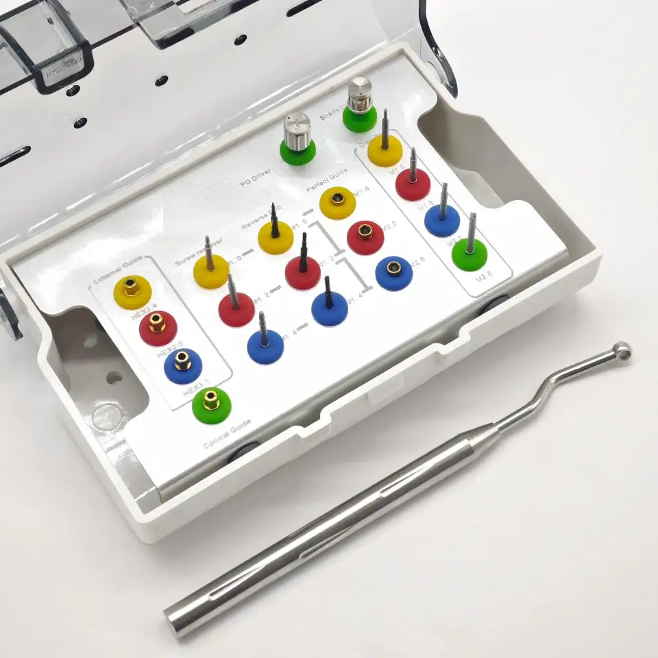 Dental Implant Broken Screw Remover Kit with Manual Handle Dentist Abutment Screw Extractor Tool Reverse Drill Guides