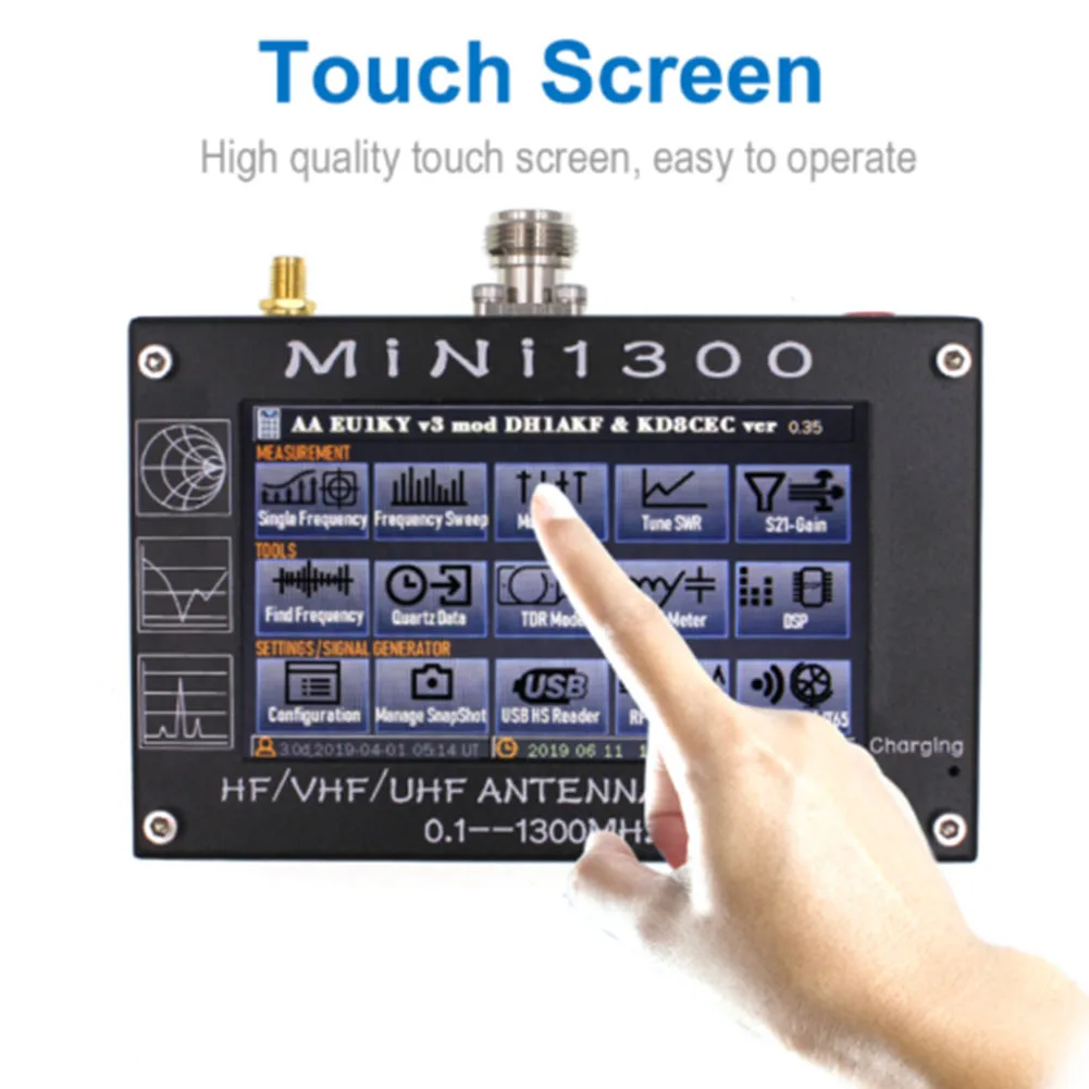 Mini1300 4.3 Inch LCD SWR Meter Tester 0-1300MHz HF VHF UHF Portable RF Signal Measuring Device Two Way Radio Frequency Test