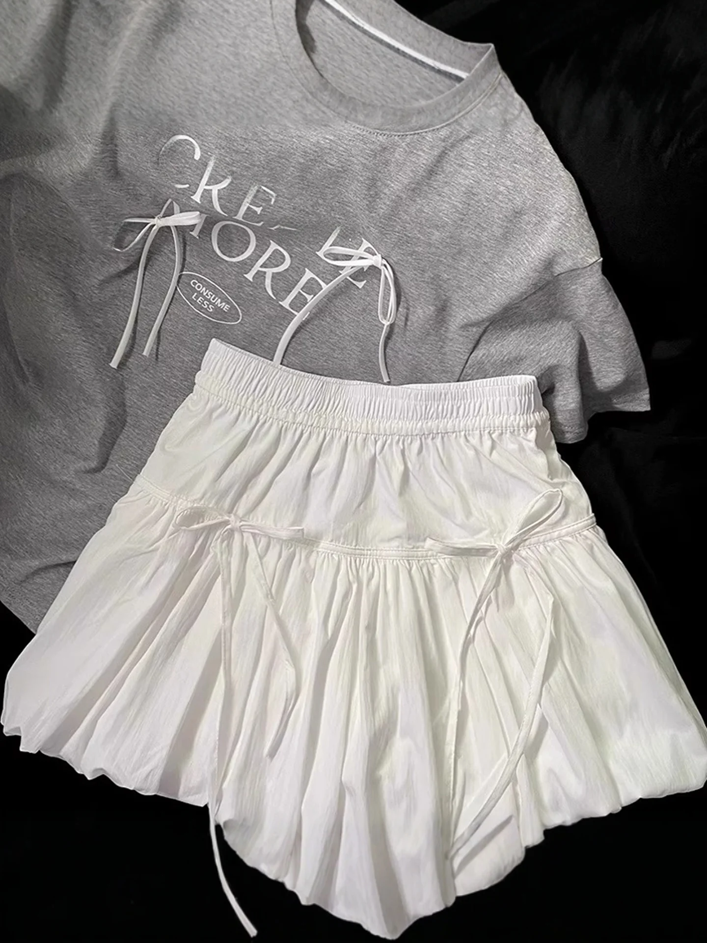 

High Waist A-Line Skirt with Knot Flower Bud Design for Women Summer Slimming f-length Skirts