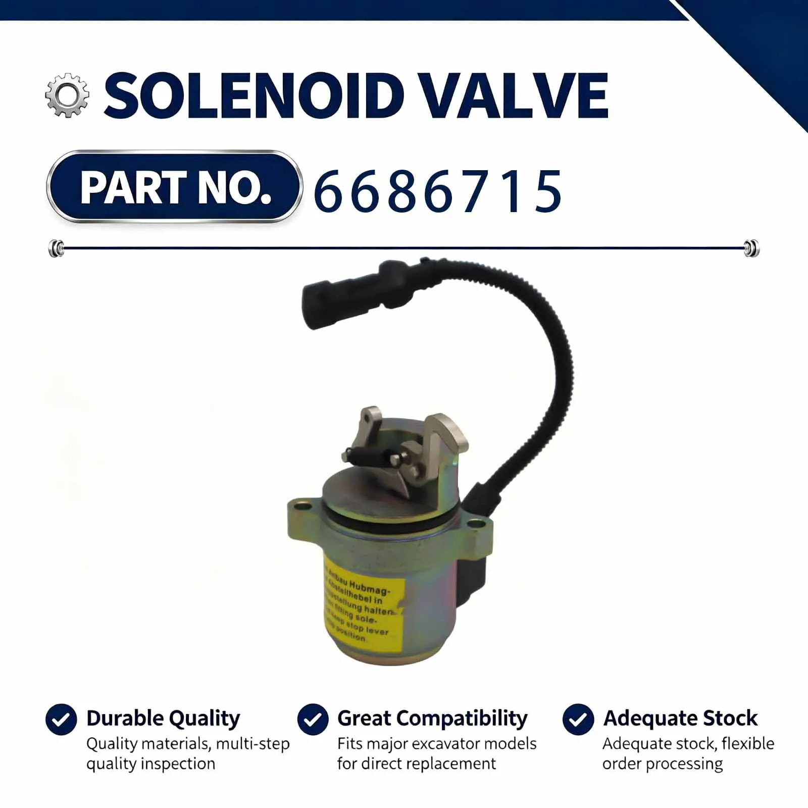 New 12V Fuel Shut Off Solenoid 6686715 0410-2390 04287116 Compatible for Bobcat A220 A300 442 864 863 873 883 S250 T200