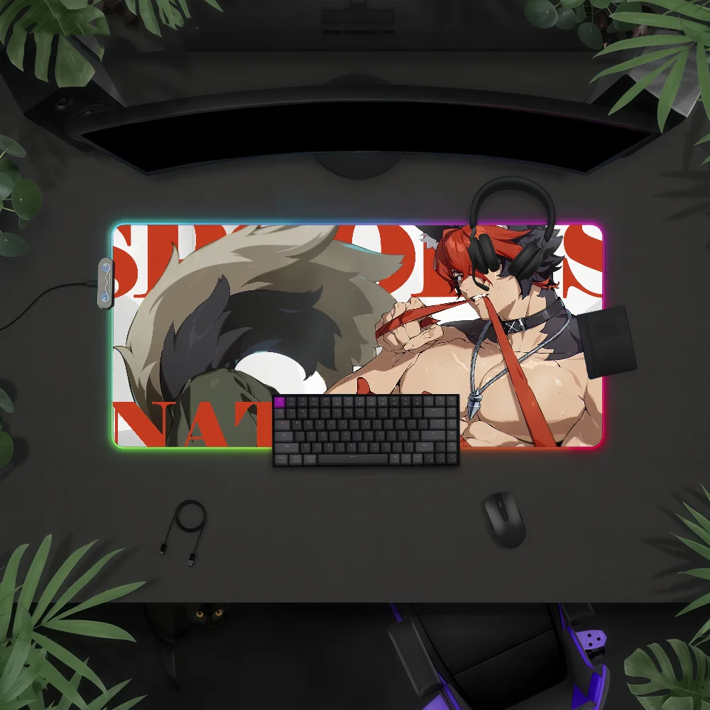 

Игровой коврик для мыши Game ZZZ Komano Manato с RGB LED подсветкой, красочный, для игровой клавиатуры, нескользящий, водонепроницаемый, для стола