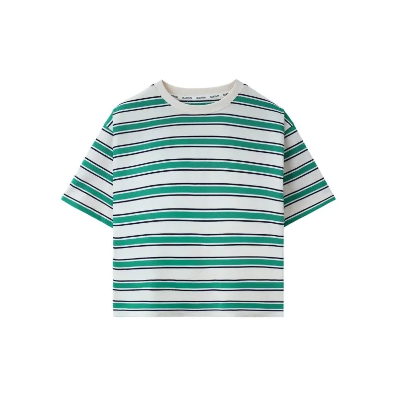 2026 Girls Summer T-Shirt Short Sleeve Striped Casual Top Lightweight Cotton Blend Tee for Toddler Little Girl Hot Weather Wear
