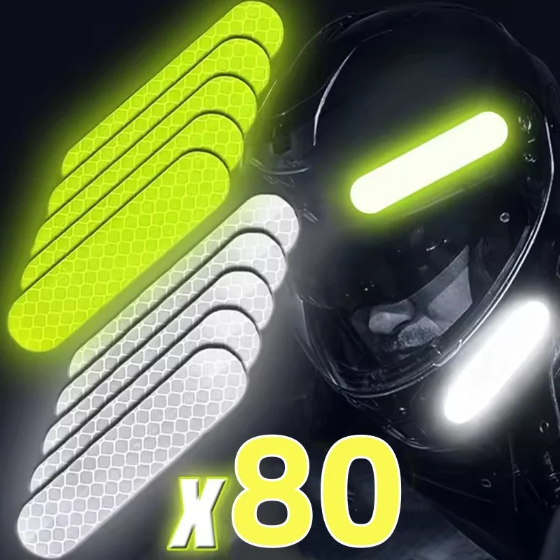 

80-10Pcs Helmet Safety Warning Reflective Stickers Strip Waterproof High Visibility Reflector Tape for Night Riding Walking Car
