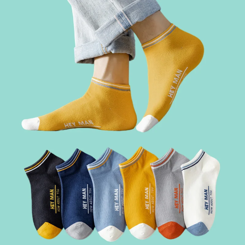 

3/5/10 Pairs New Men's Short Socks Summer Thin Combed Cotton Socks Shallow Cotton Spring And Autumn Sports Low-top Boat Socks