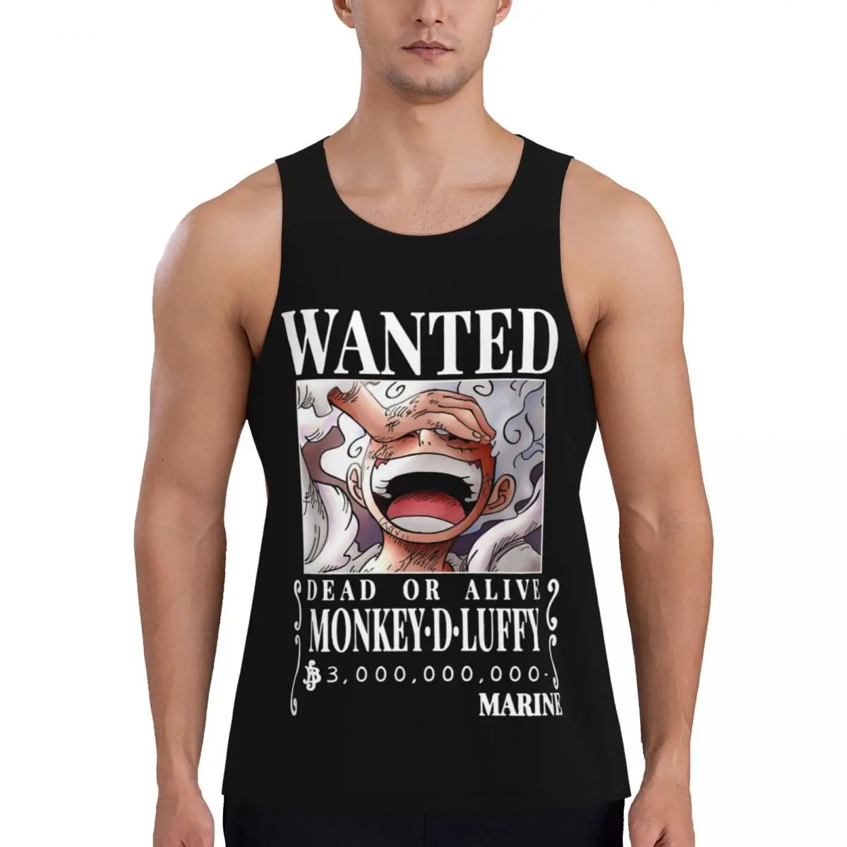 Grafisches Luffy Wanted Bounty Nika Gear 5 4th Yonko Lauf-Tanktop One Piece Singlets Bodybuilding Fitness Gym Weste