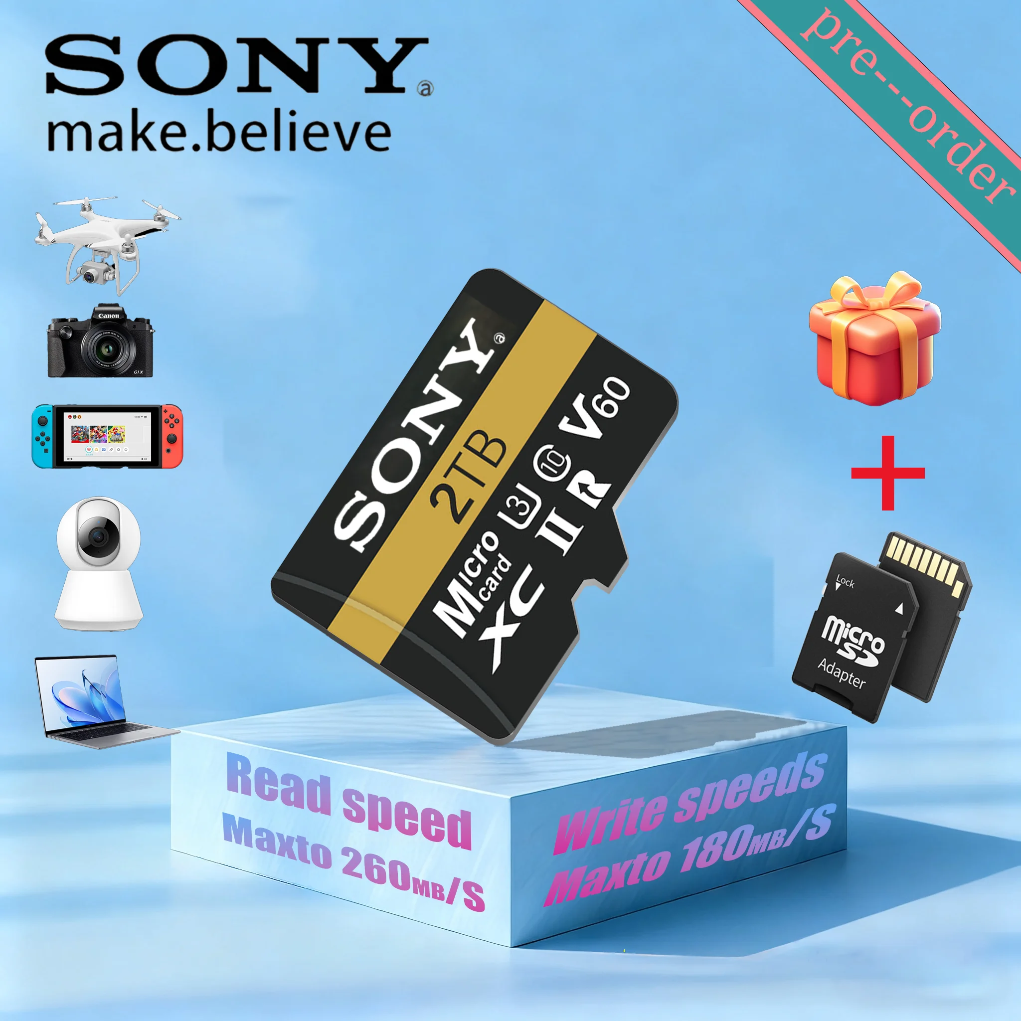 

Высокоскоростная карта памяти SONY V60 Micro SD для Xbox 360, Xbox One, игр для Xbox, Nintendo Switch, PS Vita - 2 ТБ, 1 ТБ, 512 ГБ, 128 ГБ