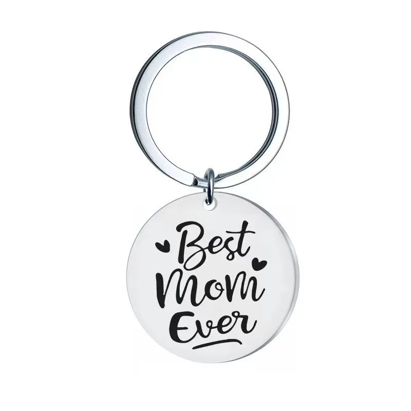 

Birthday Gift for Mom Best Mom Ever Heart Stainless Steel Keychain Key Tag Mother Mum Christmas Gifts