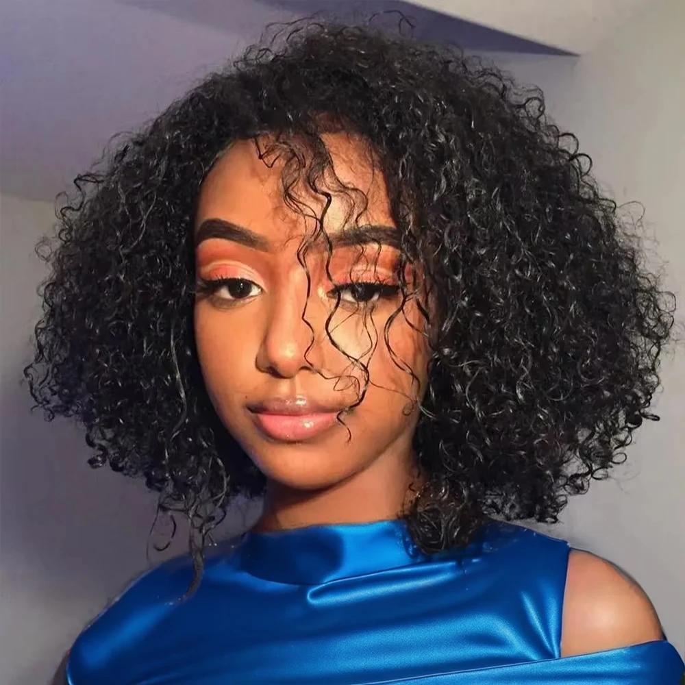 프리컷 노글루 딥웨이브 프론탈 가발 13x4 글루리스 인모 곱슬밥 가발 13x6 HD 레이스 프론트 인모 가발 (여성용)